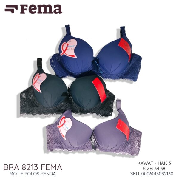 FEMA Official Shop Ecer 1 pcs BH Bra 8213 Polos Renda Kawat - Image 2