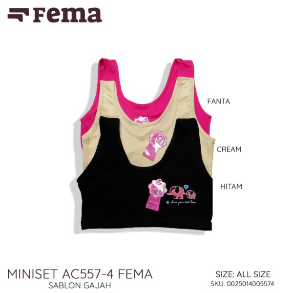 FEMA Official Shop Ecer 1 pcs Miniset AC557-4 Anak Remaja Tanpa Busa Sablon Gajah - Image 3