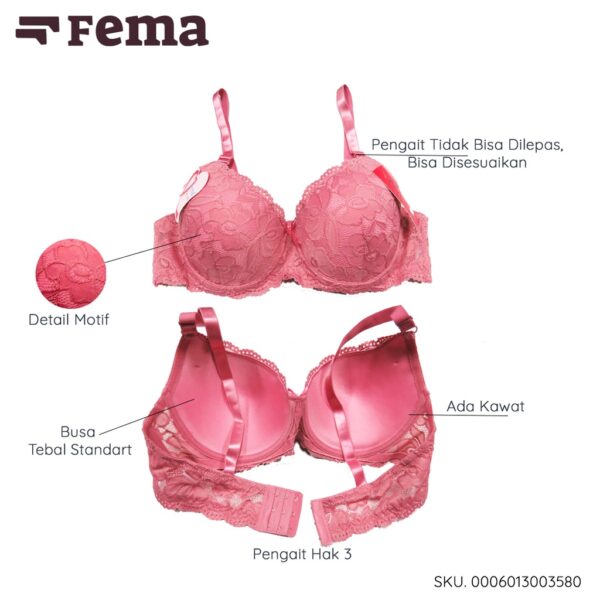 FEMA Official Shop Ecer 1 pcs BH Bra 358 Motif Brokat Bunga - Image 2