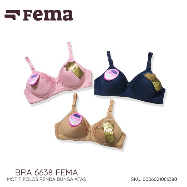 FEMA Official Shop Ecer 1 Pcs BH Bra 6638 Renda Bunga Atas - Image 2