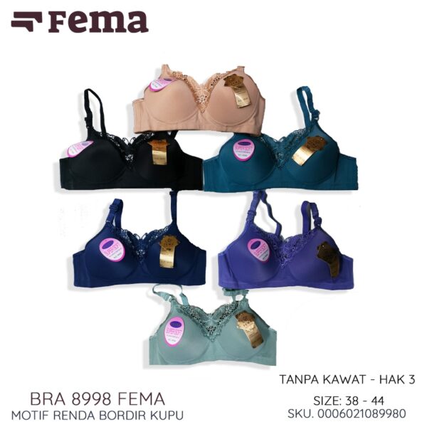 FEMA Official Shop Ecer 1 pcs Bh Bra 202/8998 Renda Kupu Import