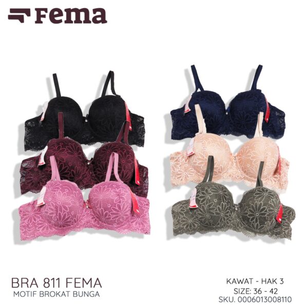 FEMA Official Shop Ecer 1 pcs BH Bra/ BRA SET 811 Premium Motif Brokat Bunga - Image 3