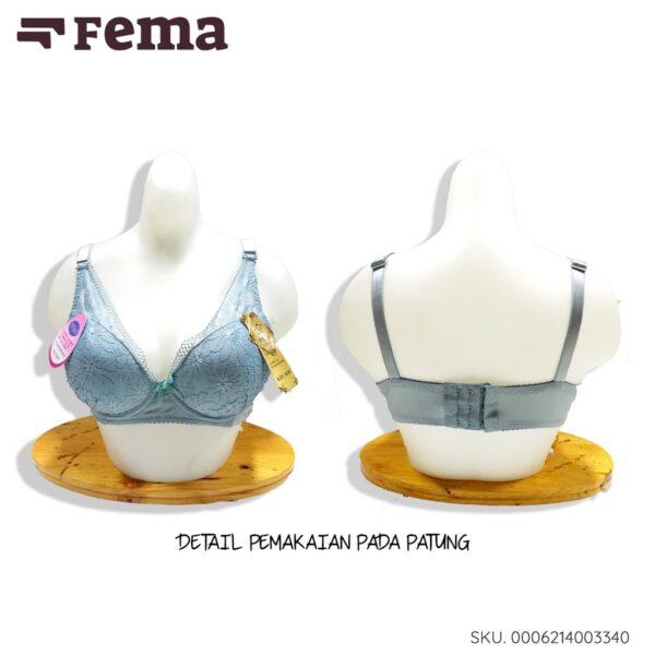FEMA Official Shop Ecer 1 pcs BH Bra Push Up 334B Full Cup Renda Atas Motif Bunga - Image 5