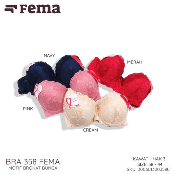 FEMA Official Shop Ecer 1 pcs BH Bra 358 Motif Brokat Bunga