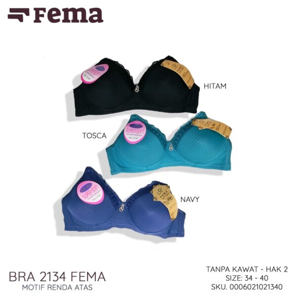 FEMA Official Shop Ecer 1 Pcs BH Bra 2134/6735 Renda Atas Tanpa Kawat - Image 5