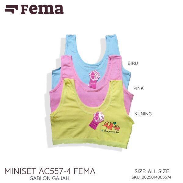 FEMA Official Shop Ecer 1 pcs Miniset AC557-4 Anak Remaja Tanpa Busa Sablon Gajah - Image 2
