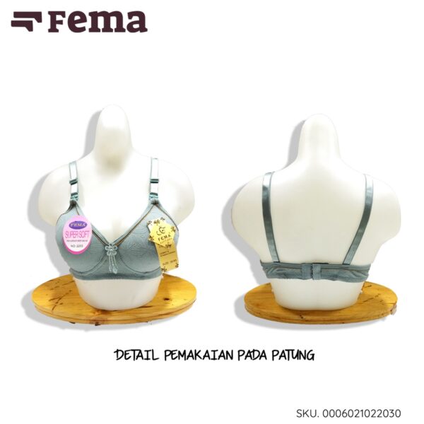 FEMA Official Shop Ecer 1 pcs BH Bra 2203 Motif Bunga Timbul Tanpa Kawat - Image 2