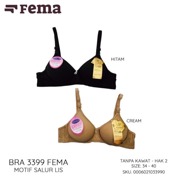 FEMA Official Shop Ecer 1 pcs Bh Bra 3399 Salur Lis Warna - Gambar 4