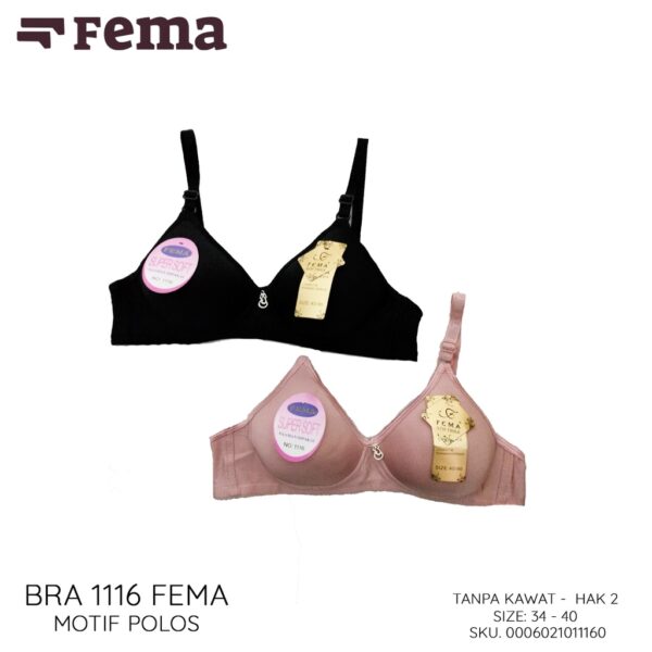 FEMA Official Shop Ecer 1 pcs Bh Bra 1116 Polos Tanpa Kawat - Gambar 2