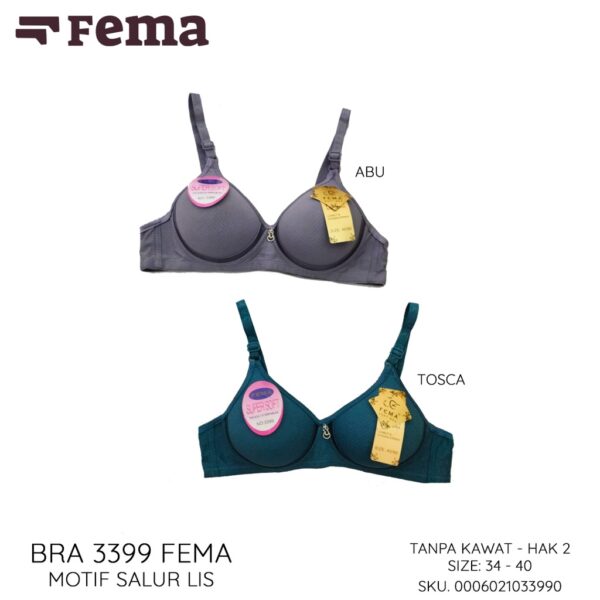 FEMA Official Shop Ecer 1 pcs Bh Bra 3399 Salur Lis Warna - Gambar 3