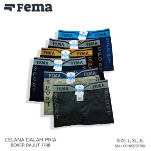 FEMA Official Shop Ecer 1 pcs Celana Dalam Pria Boxer Rajut Katun 7789/7779/7780/7781/7792/7793/7794/7795