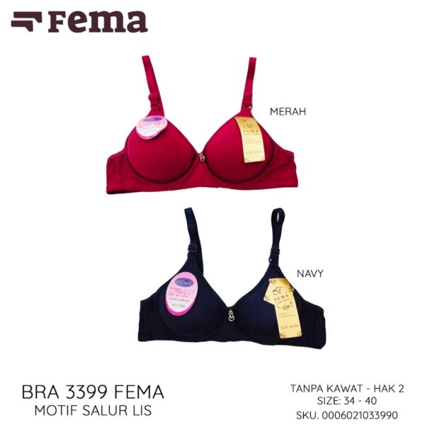 FEMA Official Shop Ecer 1 pcs Bh Bra 3399 Salur Lis Warna - Gambar 2