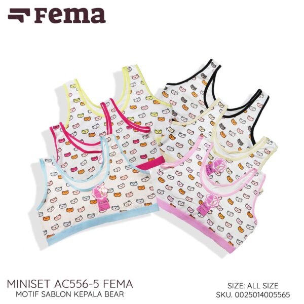 FEMA Official Shop Ecer 1 pcs Miniset AC556 Anak Remaja Tanpa Busa Sablon Bintang Bear Cat - Image 2