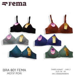 FEMA Official Shop Ecer 1 pcs BH Bra 801 Pori Tanpa Kawat