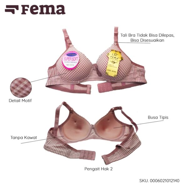 FEMA Official Shop Ecer 1 pcs Bh Bra 1214/7781 Kotak Tanpa Kawat - Image 3