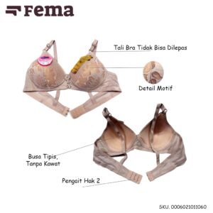 FEMA Official Shop Ecer 1 Pcs BH Bra 1106 Renda Wajik Tanpa Kawat