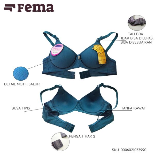 FEMA Official Shop Ecer 1 pcs Bh Bra 3399 Salur Lis Warna - Gambar 5