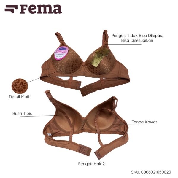 FEMA Official Shop Ecer 1 pcs BH Bra 5002 Motif Bunga Kilap Glossy - Gambar 2