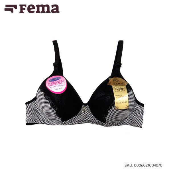 FEMA Official Shop Ecer 1 Pcs BH Bra 407/406 Renda Tengah Motif Kotak Kecil - Image 3