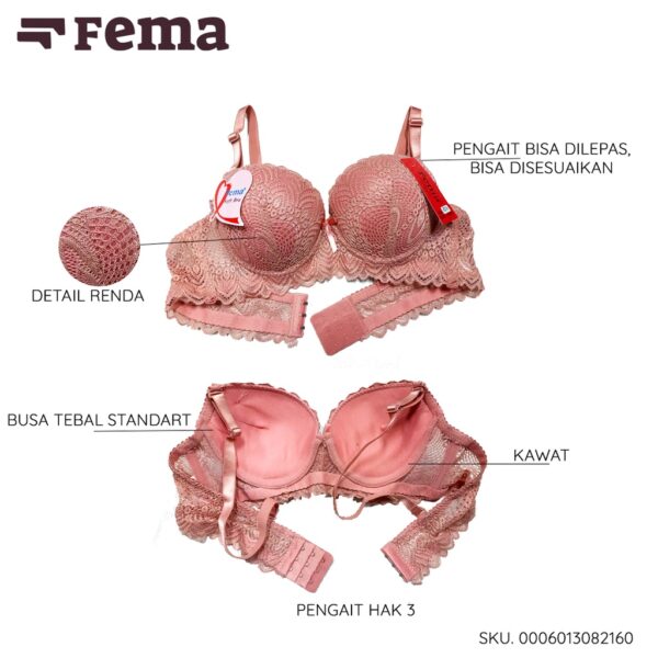 FEMA Official Shop Ecer 1 Pcs BH Bra Set 8216 Full Renda Brokat - Image 3