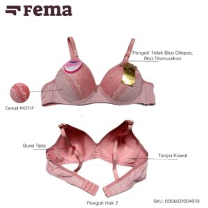 FEMA Official Shop Ecer 1 Pcs BH Bra 407/406 Renda Tengah Motif Kotak Kecil