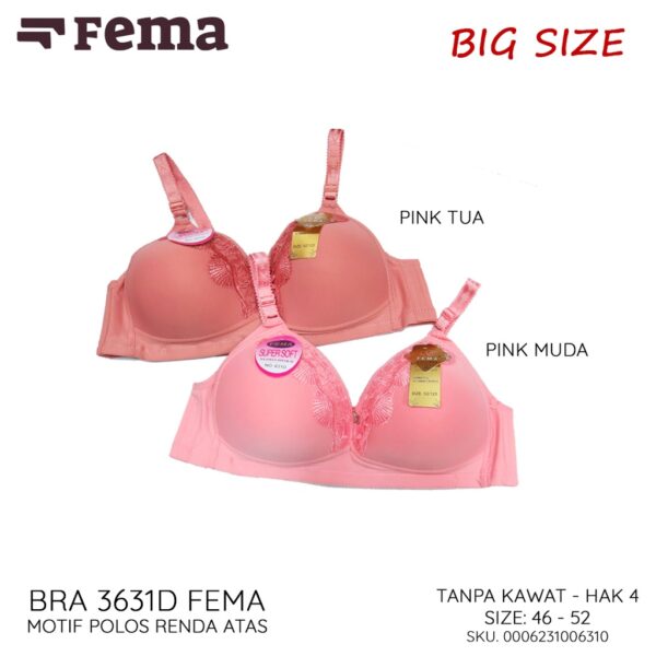 FEMA Official Shop Ecer 1 Pcs BH Bra 631D/633D Renda Polos BIG SIZE JUMBO - Image 3