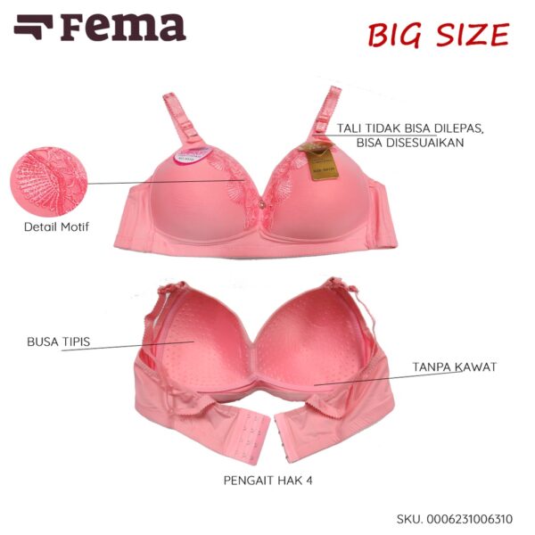 FEMA Official Shop Ecer 1 Pcs BH Bra 631D/633D Renda Polos BIG SIZE JUMBO - Image 2