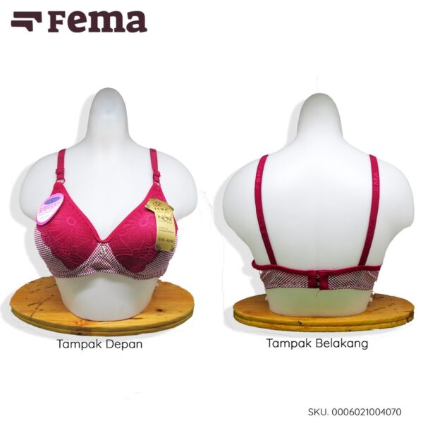 FEMA Official Shop Ecer 1 Pcs BH Bra 407/406 Renda Tengah Motif Kotak Kecil - Image 2