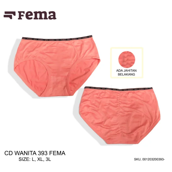 CD Wanita 393 FEMA Detail Jahitan Belakang