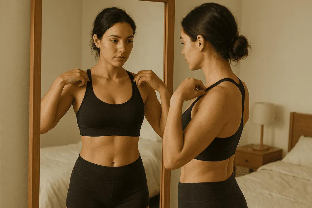 Panduan dan Tips Memilih Sports Bra untuk Olahraga Harian 1 Mencoba sports bra