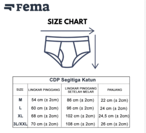 3,6,12 pcs Celana Dalam Pria Polos 887 FEMA 3 Tabel ukuran celana dalam segitiga pria Fema