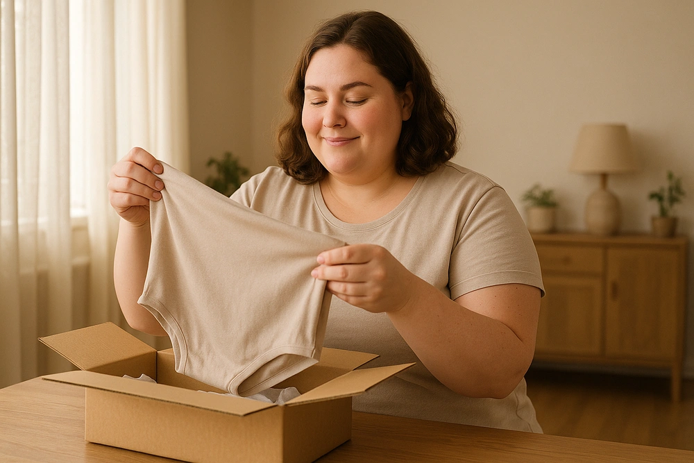 FEMA Hadir dengan Ragam Ukuran Lengkap untuk Merangkul Setiap Bentuk Tubuh 1 Wanita membuka paket belanja