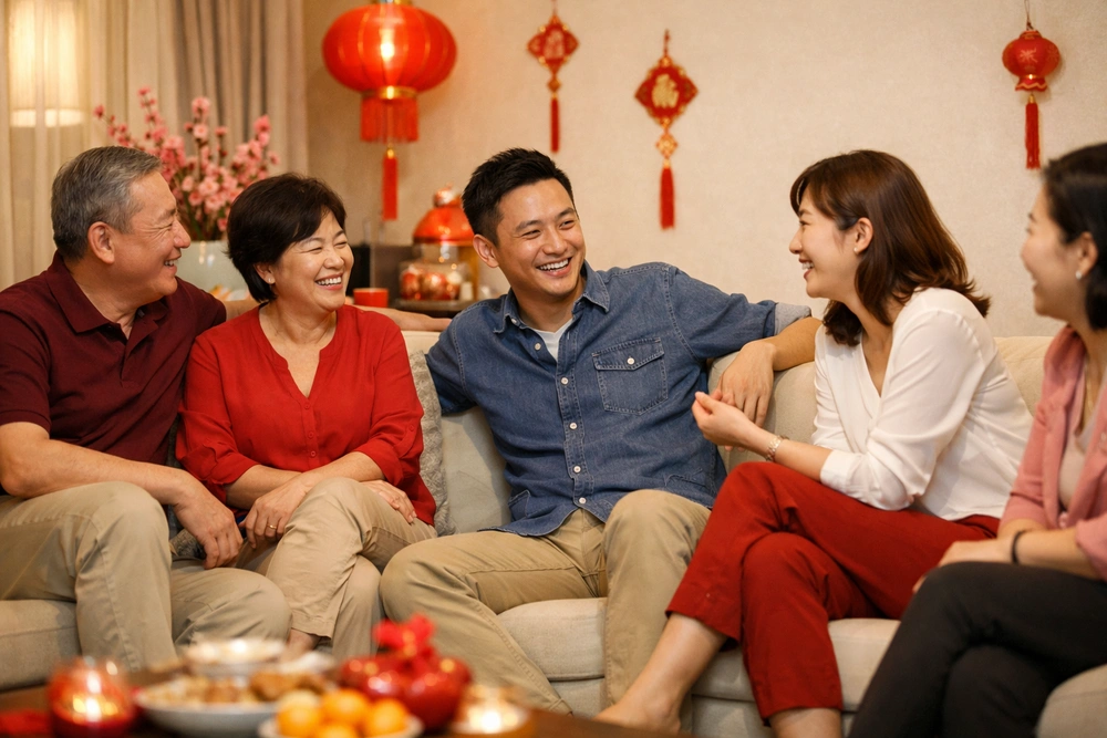 Tradisi Warna Pakaian Dalam Saat Imlek dan Tips Memilih Bahan yang Nyaman 1 Imlek keluarga hangat