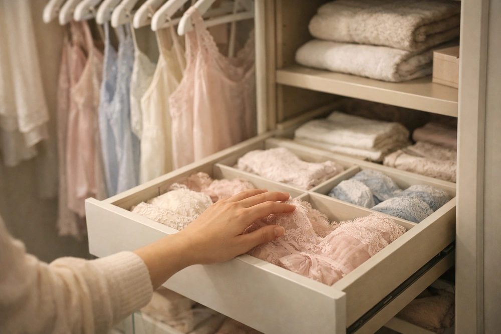 Banyak Wanita Memakai Lingerie Tanpa Benar-Benar Tahu Kapan dan Untuk Apa 1 Lemari pakaian terbuka