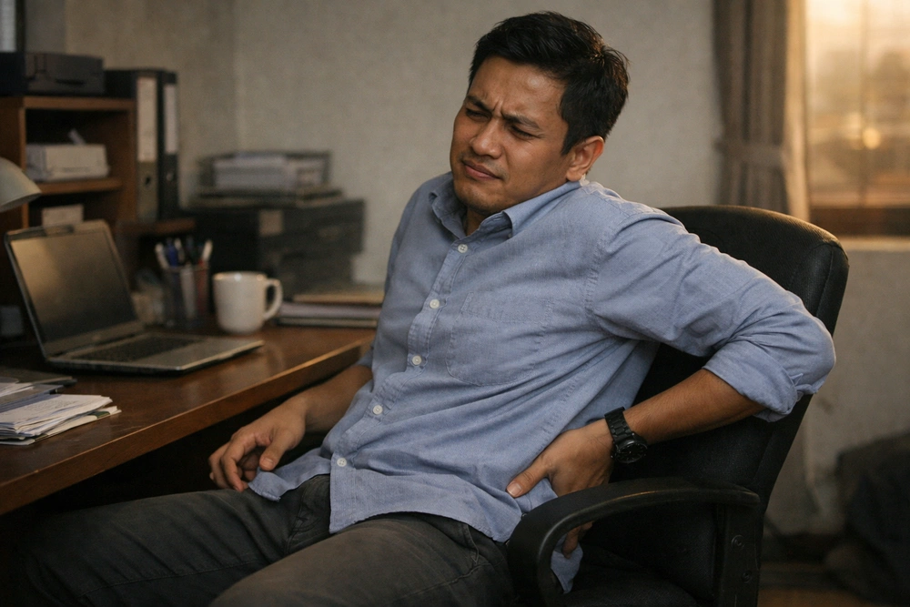 Kebiasaan Memakai Boxer yang Sama dari Pagi sampai Malam dan Dampaknya bagi Aktivitas Pria 1 Pria lelah di kursi