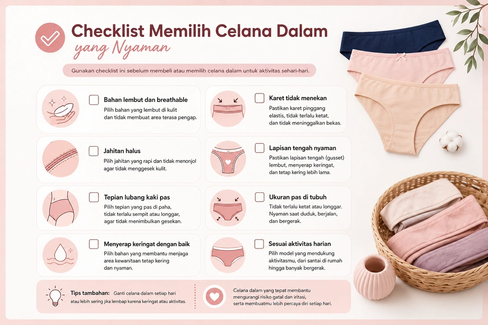 Penyebab Area Kewanitaan Gatal akibat Penggunaan Celana Dalam yang Tidak Tepat 11 Checklist memilih celana dalam