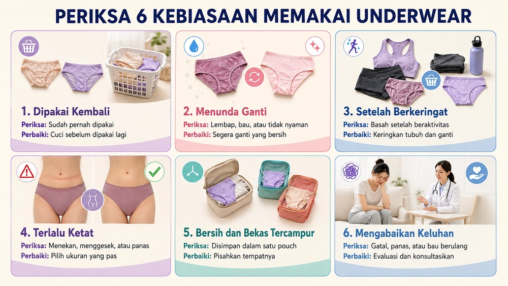 Kelihatan Bersih, tetapi Belum Tentu Higienis: 6 Kebiasaan Memakai Underwear yang Perlu Diperiksa 10 Periksa cara memakai underwear