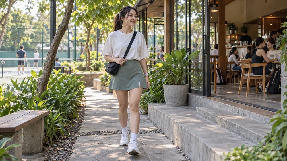 Ini Tips untuk Styling Sport Skirt dari Olahraga sampai Hangout 2 Outfit untuk santai